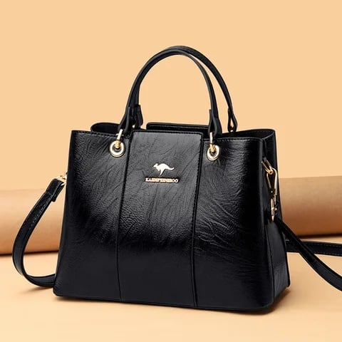 Leather luxury handbag high quality - Black